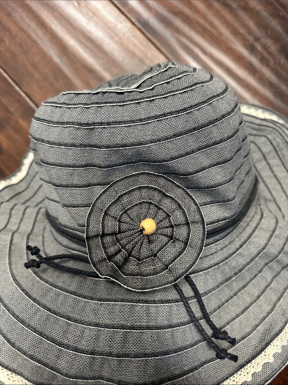 C.C Gray Cotton Sun Hat with Stitched Ring Detail - Picture 2 of 7